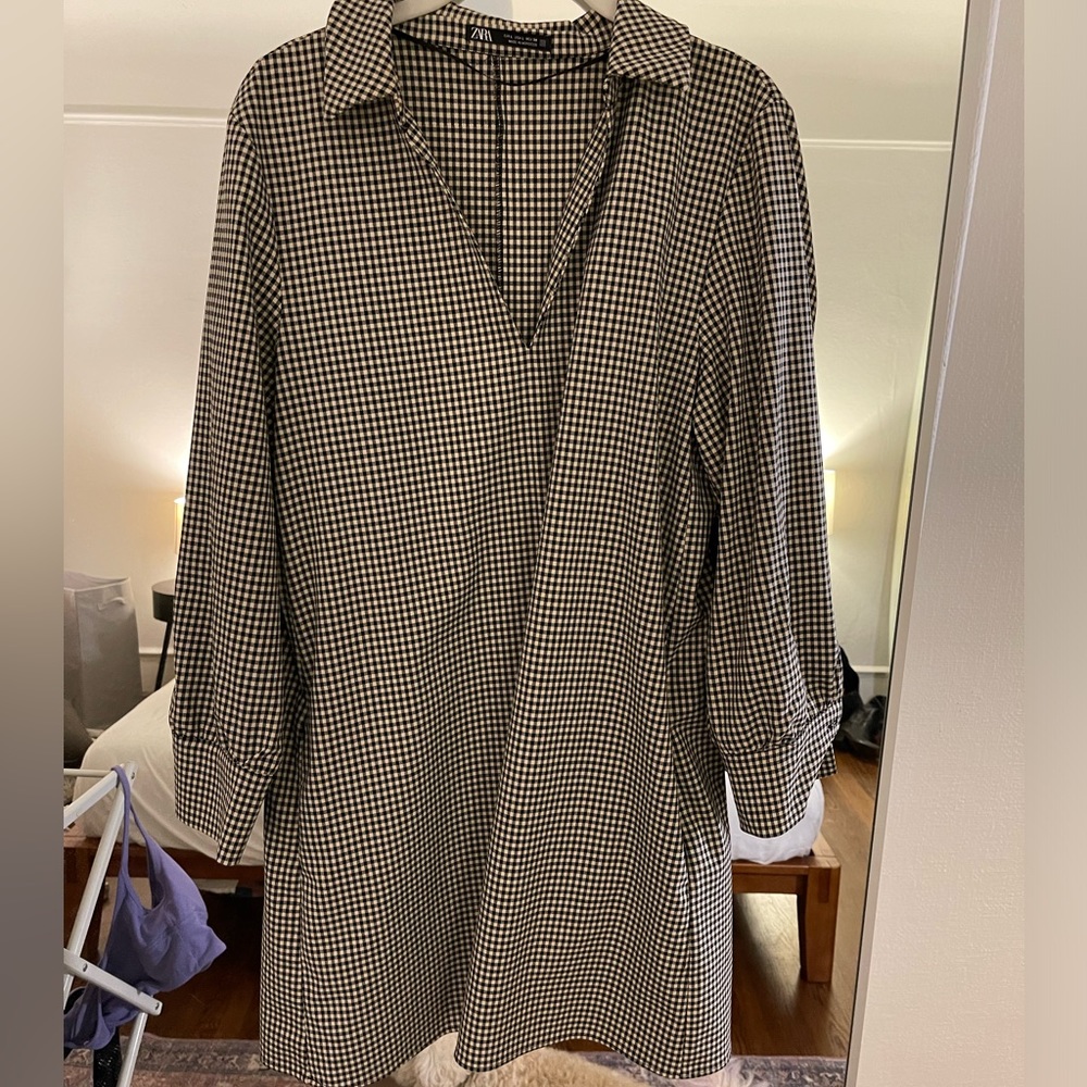 Zara checkered work dress